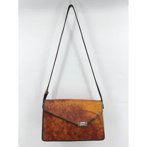 Roche Vintage Cedar Lizard Animal Print Leather Crossbody Shoulder Bag Purse